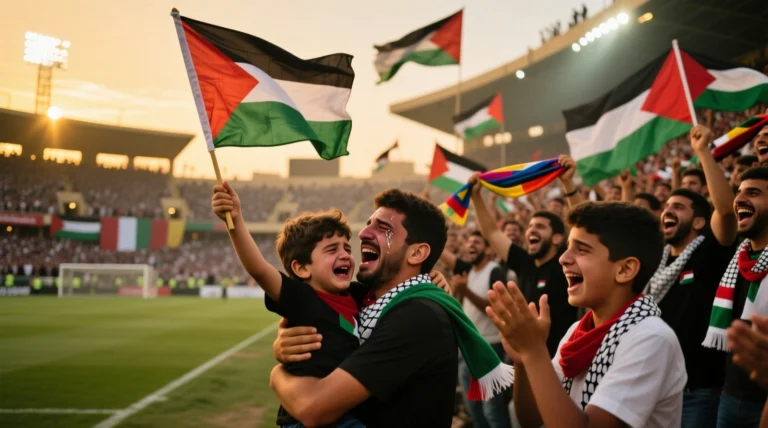 2025 Suriye Filistin maçında Şam’daki ortak sevinç