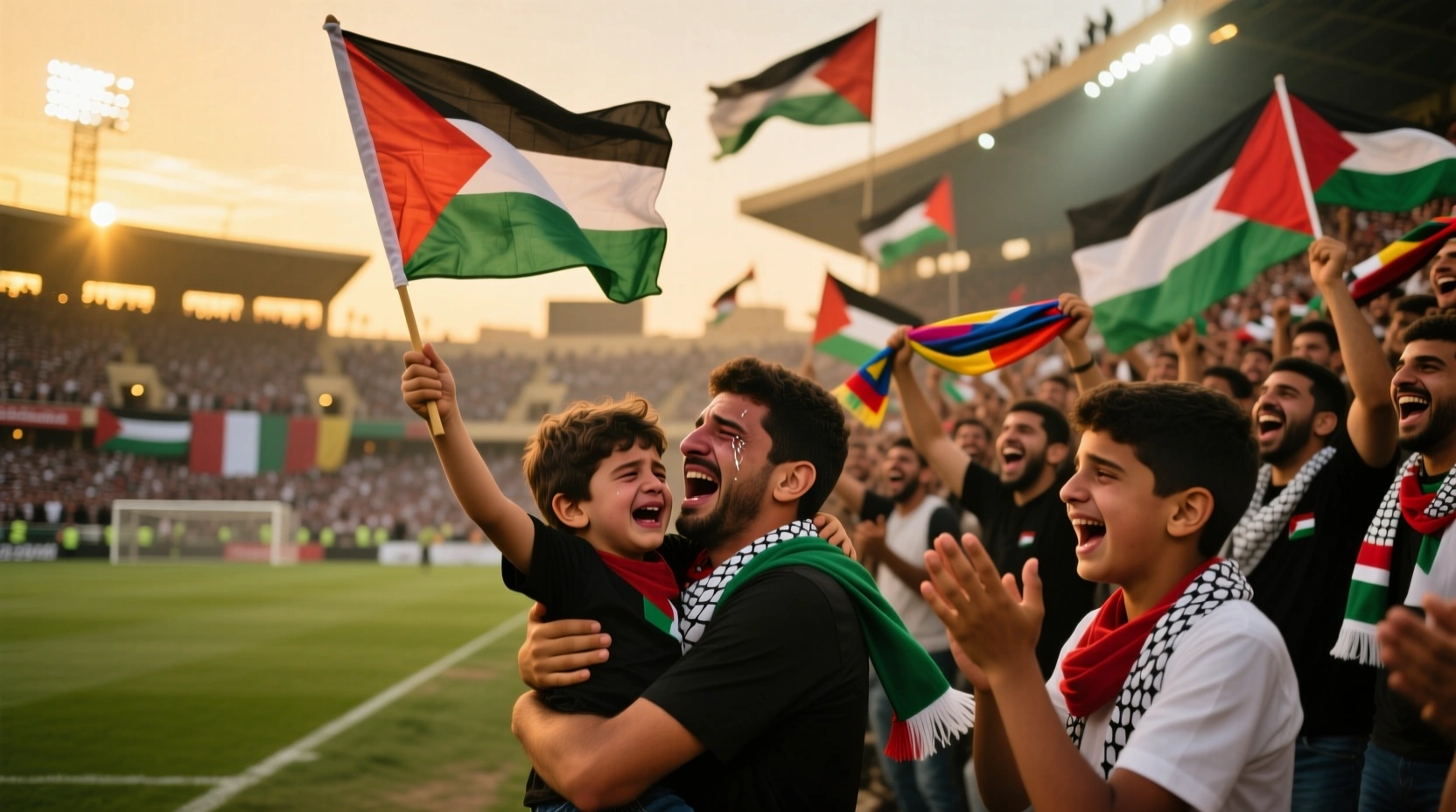 2025 Suriye Filistin maçında Şam’daki ortak sevinç